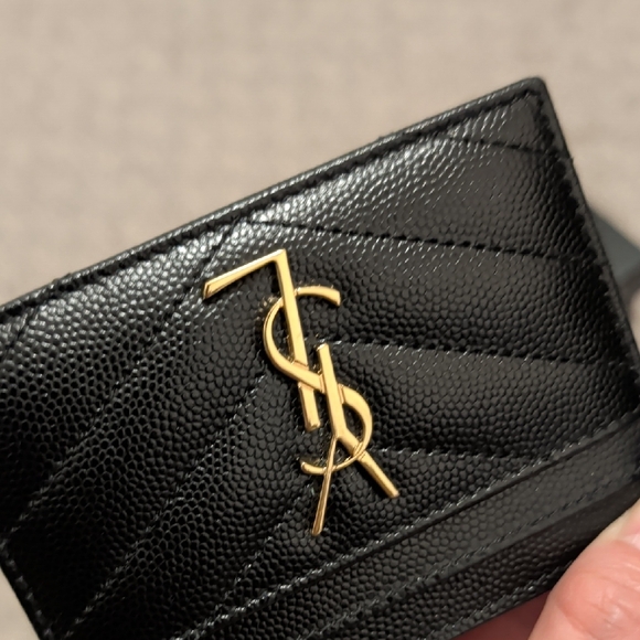 YSL Black Grainy Leather Card Holder - Picture 5 of 9